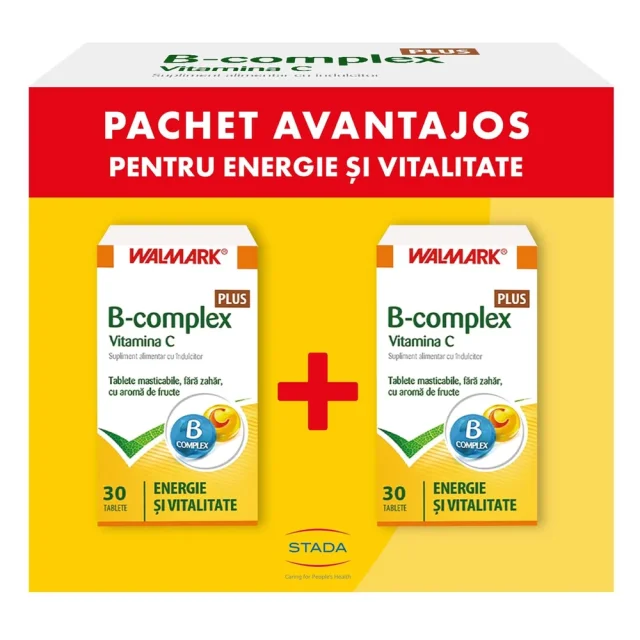Complexe B Plus Vitamine C avec arôme de fruits, 30 + 30 comprimés (50% de réduction sur le 2ème produit)) , Walmark