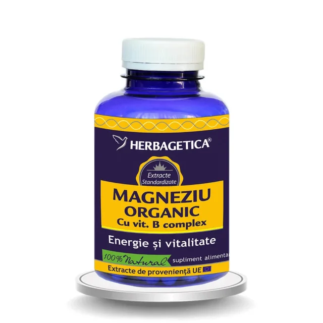 Magnésium biologique avec complexe de vitamine B, 120 gélules, Herbagetica